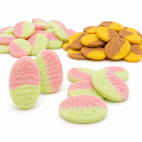 Bonbons suédois acidulés très demandés, grands ovales, saveur pastèque et banane, caramel végétalien, certifié Halal, conforme aux normes US et EU, pour distributeurs automatiques