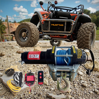 Treuil électrique en nylon 12000 LBS 12V/24V avec télécommande sans fil/filaire pour ATV/UTV, grue marine, voiture, avec corde de 24 m