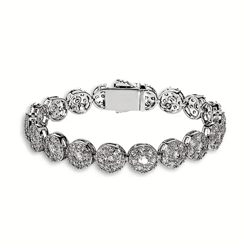 Bracelet de Tennis 1 rangée 10mm 14K plaqué or glacé CZ zircone Solitaire Cluster Lab Tennis lien pour hommes femmes mode Bi