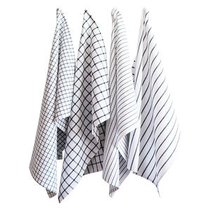 Serviettes de cuisine rectangulaires en coton pur, teintes à la main, à carreaux et rayures, 100% coton, lavables en machine, pour usage en cuisine - Product Image 2