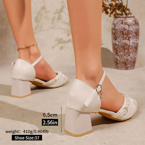 Nuovo Design Personalizzato Scarpe da Donna Sexy con Punta Affusolata, <span class=keywords><strong>Tacco</strong></span> Sottile, Tomaia con Perle Artificiali, Grande Fiocco a Farfalla, <span class=keywords><strong>Tacco</strong></span> Spesso a Forma di D <span class=keywords><strong>7</strong></span> <span class=keywords><strong>cm</strong></span> MuY3360 - Product Image 5