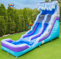 Toboggan aquatique gonflable commercial en PVC écologique avec piscine et échelle d'escalade, toboggan aquatique marbré pour fêtes en extérieur