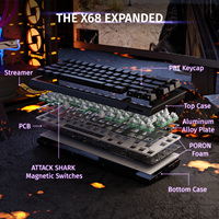 Clavier à déclenchement rapide ATTACK SHARK X68HE avec interrupteurs magnétiques, clavier de jeu ATTACK SHARK X68 HE pour ordinateur portable
