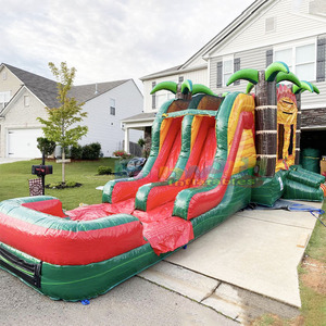 Château gonflable tropical pour enfants avec toboggan aquatique, pour usage commercial en extérieur - Product Image 1