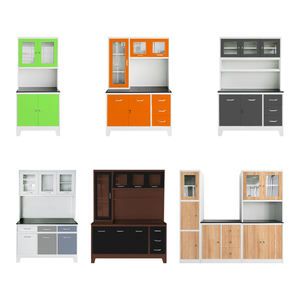 Hochwertige moderne Küchen schränke aus Metall und Glas mit stehenden Füßen, eigenständiger visueller Aufbewahrung und offener Aufbewahrung - Product Image 2