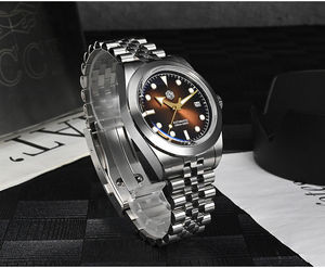 นาฬิกาข้อมือผู้ชายดีไซน์หรูหราแบรนด์ส่วนตัว ระบบอัตโนมัติ กันน้ำ 10 ATM รับทำโลโก้ นาฬิกาดำน้ำแบบกลไก - Product Image 5