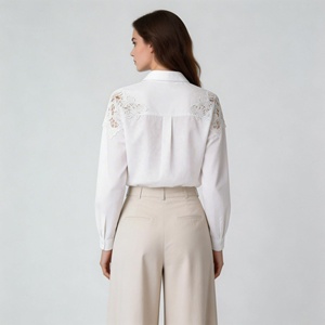 Camicetta Elegante da <span class=keywords><strong>Donna</strong></span> in Pizzo Bianco con Bottoni, <span class=keywords><strong>Manica</strong></span> Lunga, Casual, per Primavera Estate - Product Image 4