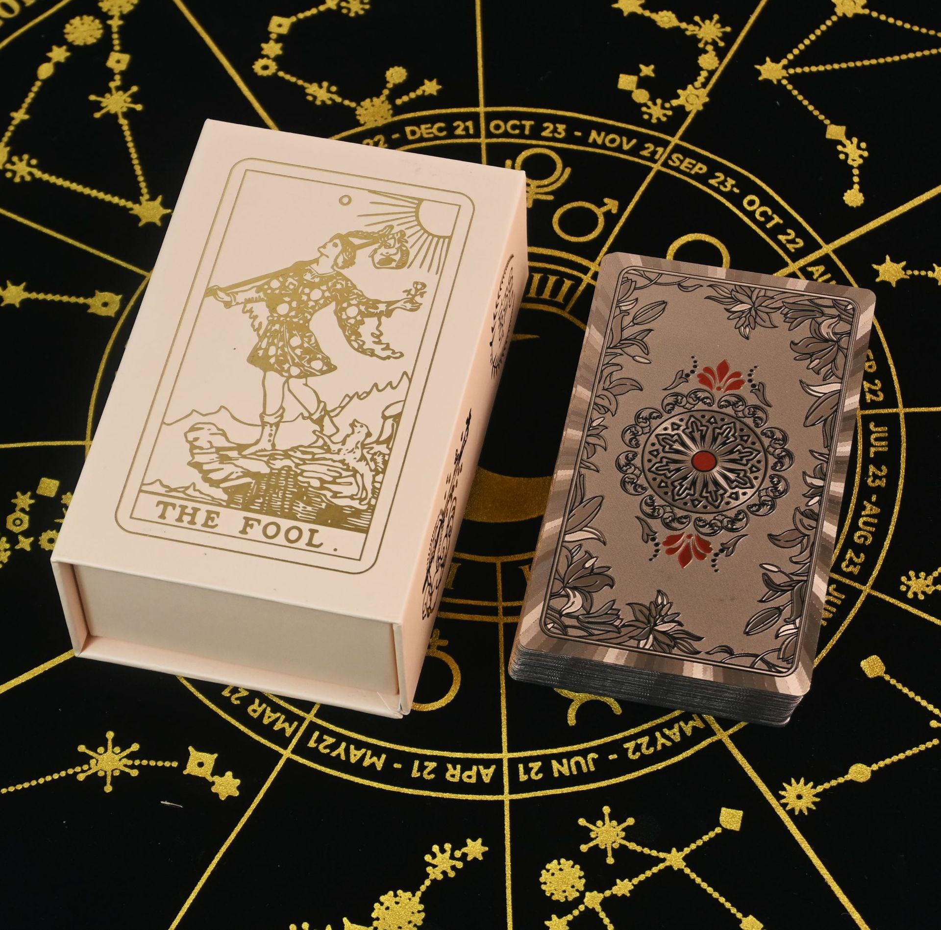 533 caja poco profunda oro rosa escudo redondo tarot-manual en inglés