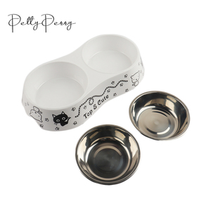 2024 çevre dostu yuvarlak melamin paslanmaz çelik yavaş besleme Pet kedi köpek su mama besleyici kase melamin hayvan mama kabı - Product Image 3