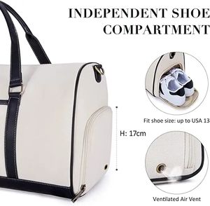 กระเป๋าผ้าแคนวาสแบบถือขนาดใหญ่ใช้ได้ทั้งชายและหญิง, กระเป๋าทรงดัฟเฟิลมีซิปปิดสำหรับสัปดาห์เล่นกีฬายิมท่องเที่ยวโลโก้ได้ตามต้องการ - Product Image 3