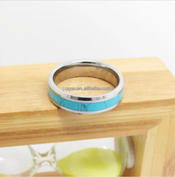 POYA Hot-vente Mode Tungstène Acier Anneau Turquoise Incrustation Bleu Ciel Mâle Femme Décoratif Casual Fête Festival Cadeau