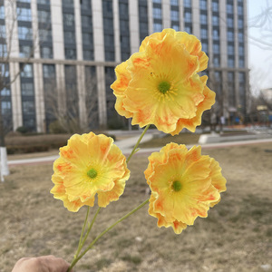 Hoa Nhân Tạo 3 Đầu Cao Monet Poppy Đám Cưới Đường Hướng Dẫn Trang Trí Hoa <span class=keywords><strong>Papaver</strong></span> Rhoeas - Product Image 2