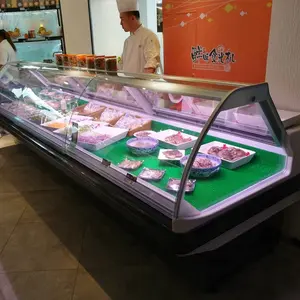 Exhibición de postres y carne deli para carnicero, nevera para Donuts, escaparate de nevera para supermercado