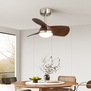 Moderne 110V-220V Silencieux DC Moteur LED ABS 5 Verre Noyer Bois Fer Salle À Manger Plafond Ventilateur Lumière Intégration Maison Télécommande - Product Image 5
