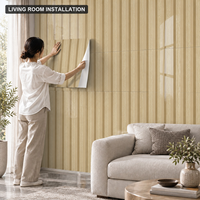 Papier peint à rayures en bois beige clair, 2,3 mm PET IXPE Foam, feuilles de 60x90 cm pour les murs décoratifs de la chambre