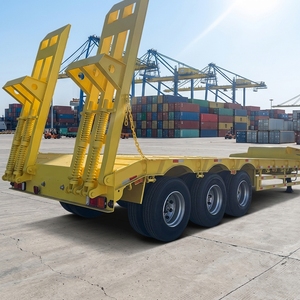 Semi-<span class=keywords><strong>remorque</strong></span> économique à plateau surbaissé 3 essieux avec rampe à ressorts renforcée en acier haute résistance pour le transport de bulldozers et chargeurs en travaux publics - Product Image 1
