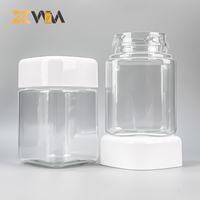Pot d'emballage en PET recyclé de haute qualité, personnalisable en couleur, pour capsules, pilules, protéines en poudre, avec couvercle à clapet, multi-capacités