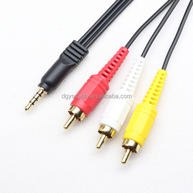 Cantell Cheap 3.5 mm to Rca Av Camcorder Video Cable Plug Stereo Audio Video 3.5mm Male to 3RCA Male Cable