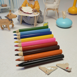 Jumbo Kích thước nửa Chiều dài bút chì màu 1cm Độ Dày 8.8cm tam giác tròn & Mô hình lục giác cho các trường học sử dụng - Product Image 5