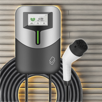 Pengisi Daya Dinding EV 32A 7kW 11kW 22kW Tipe 2 Layar 4.3 Inci RFID Aplikasi WiFi 480V Stasiun Pengisian Cepat Mobil Listrik OEM