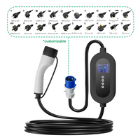 E-mingze 3.5KW 7KW 11KW 22KW Chargeur Rapide Intelligent Type 2 pour Véhicule Électrique, Compatible WIFI et Application, Personnalisable 8A-32A AC EVSE Type 2 pour Voiture Électrique UE