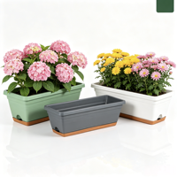 Jardinière rectangulaire auto-arrosante en plastique pour plantes avec plateau en plastique, adaptée aux fleurs, utilisation intérieure et extérieure