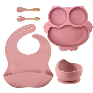 Plato de Silicona Antideslizante con Forma de Búho, Plato de Succión, Set de Alimentación Personalizado para Niños Pequeños, Incluye Biberón, Cuchara, Apto para Alimentos - Product Image 5