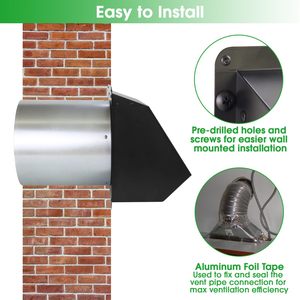 Wall-Mounted Exhaust Hood Black Galvanized Steel Axial Fan Ventilation Duct Vent Outdoor Kitchen Use - Product Image 4