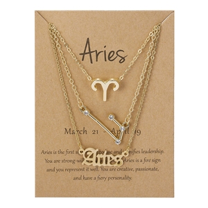 3 juegos de símbolos de moda cielo estrellado letras inglesas antiguas doce constelaciones collares conjunto signo de estrella del zodiaco al por mayor - Product Image 6