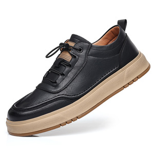 Zapatos de Hombre de Cuero Genuino con Cordones, Punta Redonda, Suela de Goma, Entresuela de EVA, Estilo Casual de Otoño - Product Image 5