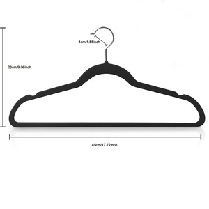 Wholesale Premium Black Velvet <strong>Hangers</strong> Custom Coat Cloths Perchas Single Tier Non-Slip Clothes <strong>Hanger</strong> Velvet <strong>Hanger</strong> - Product Image 2