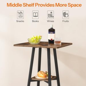 Brown <b>bar</b> <b>table</b>, two-tiered <b>bar</b> <b>table</b>, <b>table</b> with storage counter height, kitchenette dining <b>table</b>. - Product Image 4