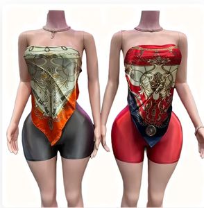 Peeqi 2025 Set Vintage da Donna Top Corto e Pantaloncini 2 Pezzi <span class=keywords><strong>Abbigliamento</strong></span> Estivo Streetwear Stampa Casual Y2K con Sciarpa <span class=keywords><strong>Abbigliamento</strong></span> Vintage 2025 - Product Image 5