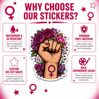 Autocollants personnalisés découpés à la forme, finition mate, collection « Girl Power » féministe, autocollants adhésifs pour étui de guitare et glacière, vente en gros