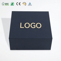 Boîte cadeau rigide pliable à fermeture magnétique, personnalisée, noire mate, en carton rigide, pour emballage de cosmétiques et de vêtements