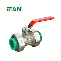 Vanne à boisseau sphérique manuelle double union en laiton PPR pour alimentation en eau, en plastique, fournie par l'usine IFAN