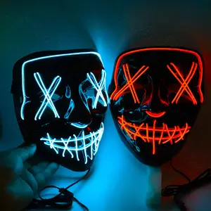 Nicro Halloween Party Cosplay Bloody Face Mask LED Scary Mask Halloween Decoration Costom Bulk Halloween Disposable Face Mask