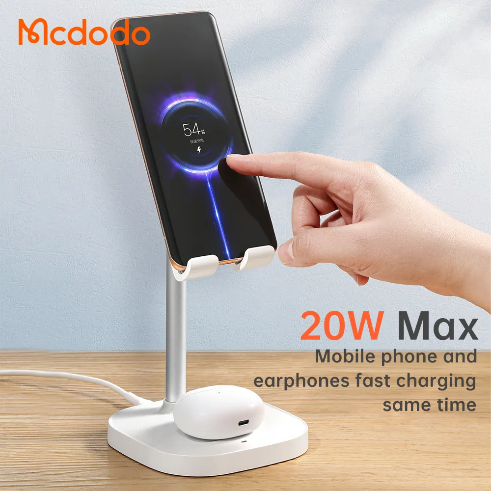 Smart Portable Phone Holder Wireless Charger Stand Carregador Sem Fio 2 in 1 Earbuds Fast Charging Station Phone Dock 5W 10W 15W