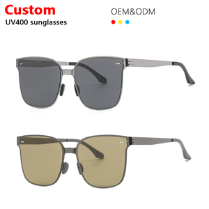 Lunettes de soleil polarisées Hipster UV400 de haute qualité avec cadre en métal à la mode sans vis pare-soleil de style le plus récent - Product Image 1