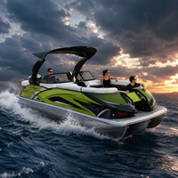 Bateau ponton en aluminium soudé de 22 pieds, série sport 12 personnes, double moteur hors-bord, max 250 CV, triple ponton, homologué CE, pour loisirs, station balnéaire, location