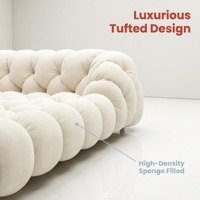 Cama Nórdica Minimalista con Forma de Burbuja, Estructura de Cama Tapizada con Forma de Nube Única, Cama Cómoda de Tela de Lana de Cordero para el Hogar y Hoteles