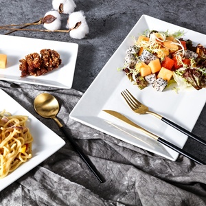 لوحة مربعة لاستخدام مطاعم الفندق بيضاء الأعلى مبيعًا منتجات صينية أطباق من السيراميك أطباق مساعدة لحفلات الزفاف - Product Image 4