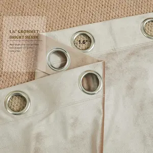 Rideaux européens américains italiens en velours <span class=keywords><strong>couleur</strong></span> unie 100% polyester occultant moderne perforé fini pour transfrontalier - Product Image 3