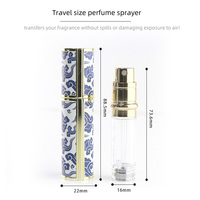Flacon de parfum de voyage en porcelaine bleue et blanche de 5 ml avec logo personnalisé, vaporisateur de parfum avec enveloppe en cuir