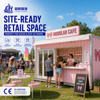 Kiosque mobile préfabriqué en acier rose de 20 pieds, bar à café, design moderne, kiosque extérieur, boutique pop-up pour centre commercial