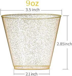 Ensemble de vaisselle en plastique jetable à paillettes dorées avec argenterie pour mariages et fêtes Échantillon gratuit quantité minimale de commande 100 pièces - Product Image 4