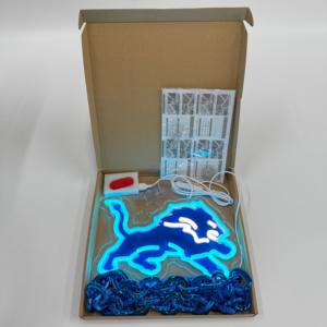 Kalung liontin lampu NEON 3D EVA, perhiasan kipas sepak bola Detroit Lion, Hari permainan Ulang Tahun natal untuk pria wanita dan anak-anak - Product Image 2