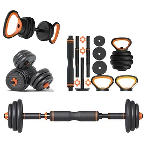 6 in 1 Kettlebell Barbell Dumbbell Set, Fitness Gym Equipment Dumbbell Weightlifting Training Kit With Connecting Rod 40kg