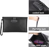 Sac de rangement d'argent étanche OEM Pochette d'affaires noire Sac de notaire portable ignifuge et étanche