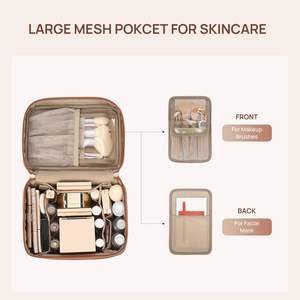 Bolsa de Cosméticos de Cuero Vegano Retro Personalizada Royal Fair con Múltiples Compartimentos, Juego de Bolsas de Maquillaje con Logotipo, Organizador con Asa - Product Image 2